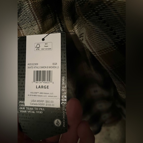 Mens brand new volcom stone long sleeve multi color button down casual shirt! - Picture 2 of 3